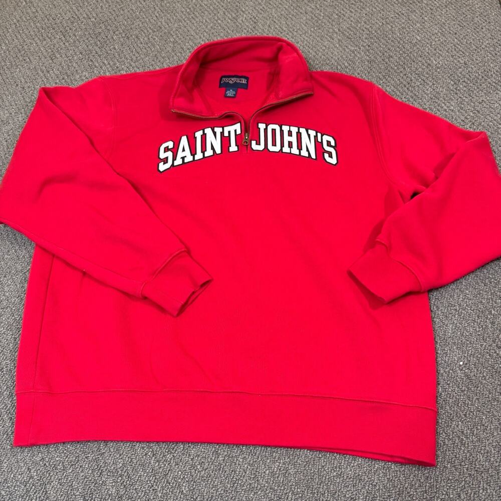 St Johns Sweatshirt Mens Size XL Red Quarter Zip Long Sleeve Jansport